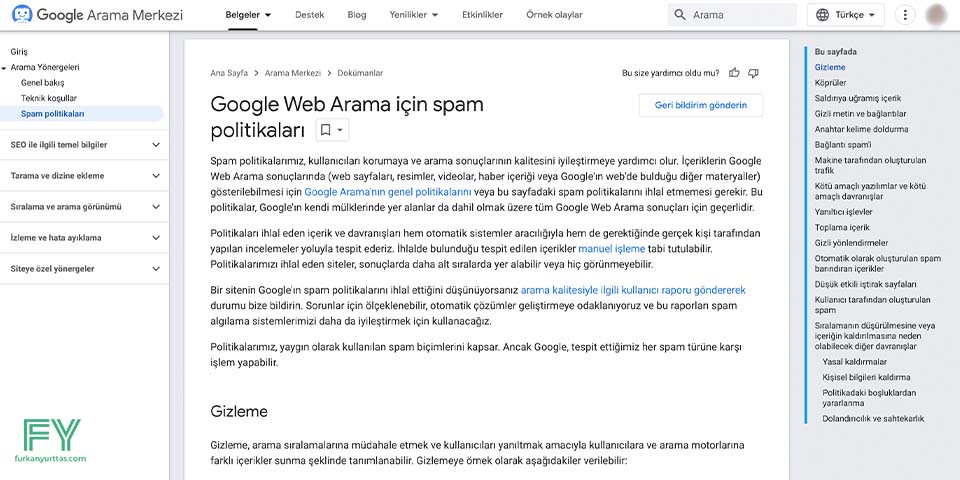 Google Spam Politikalari